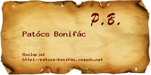 Patócs Bonifác névjegykártya